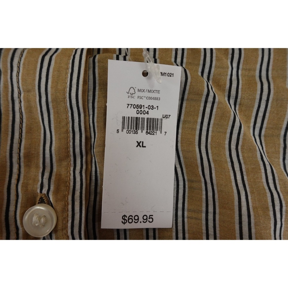 Gap Womens Size XL Khaki Tan Striped Sheer Long Sleeve Button-Front Shirt NWT - Picture 3 of 10